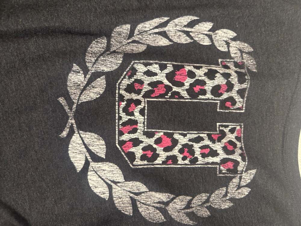 CaliLu Girl Black Graphic CrewSweatshirt with ROCK Lettering and Leopard back - Picture 2 of 3